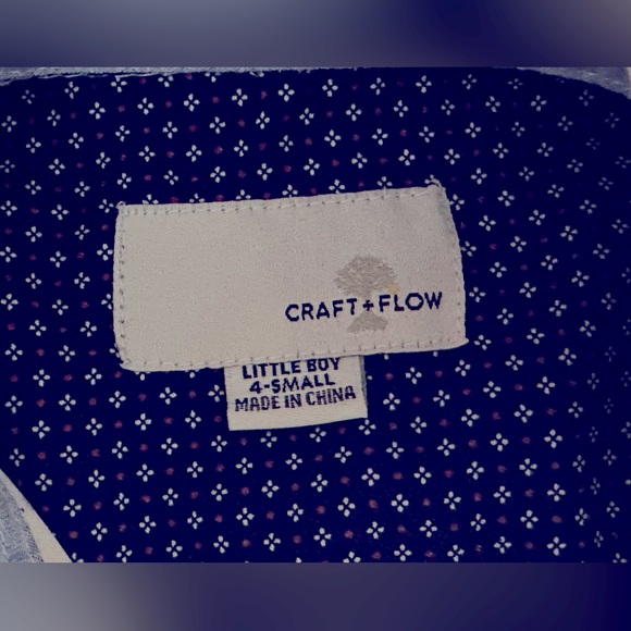 Boys Red,White and Blue Short Sleeve Shirt 4T Craft + Flow button down - Picture 3 of 3